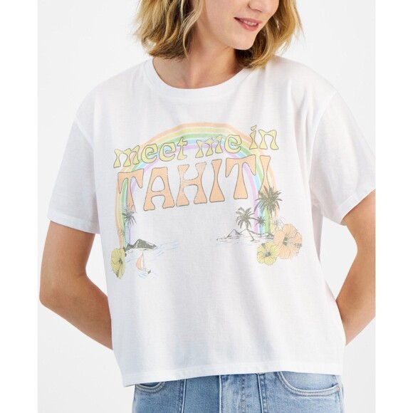 Grayson Threads, the Label Juniors' Tahiti Graphic T-Shirt - White, M - Picture 2 of 3